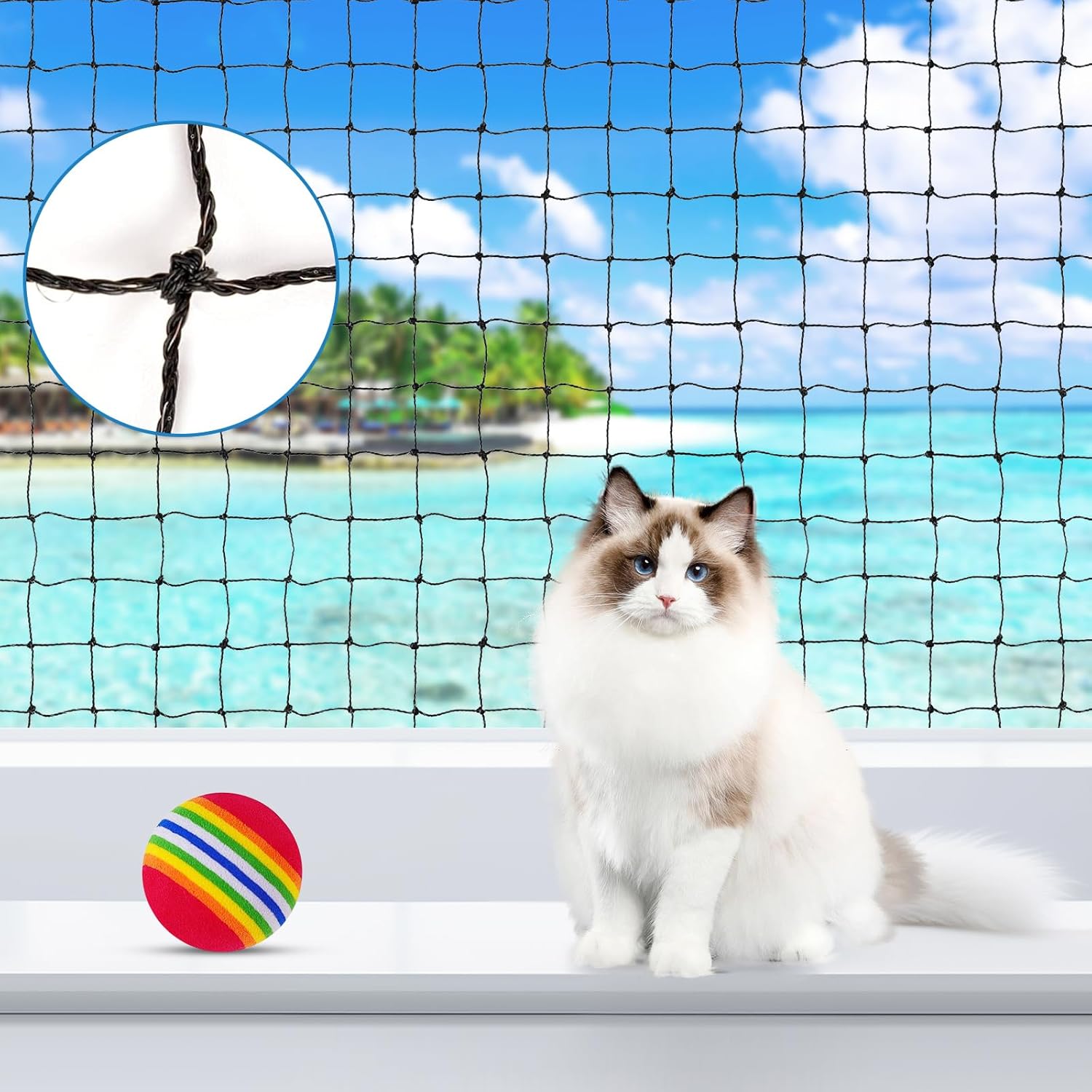 Filet de protection renforcé acier HappyPet sur garde-corps