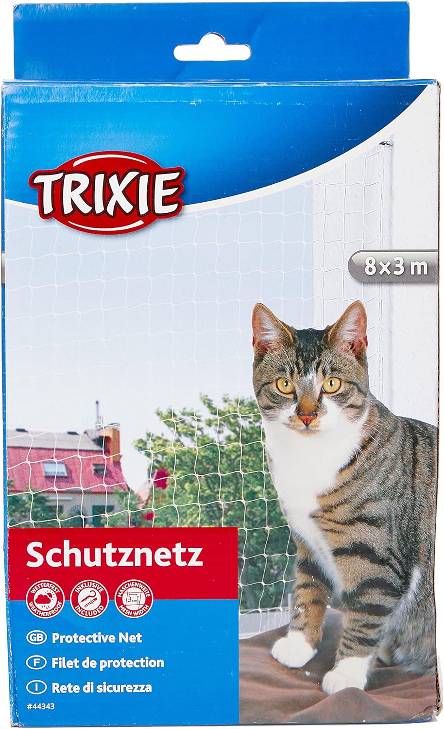 Filet de protection transparent Trixie installé sur balcon