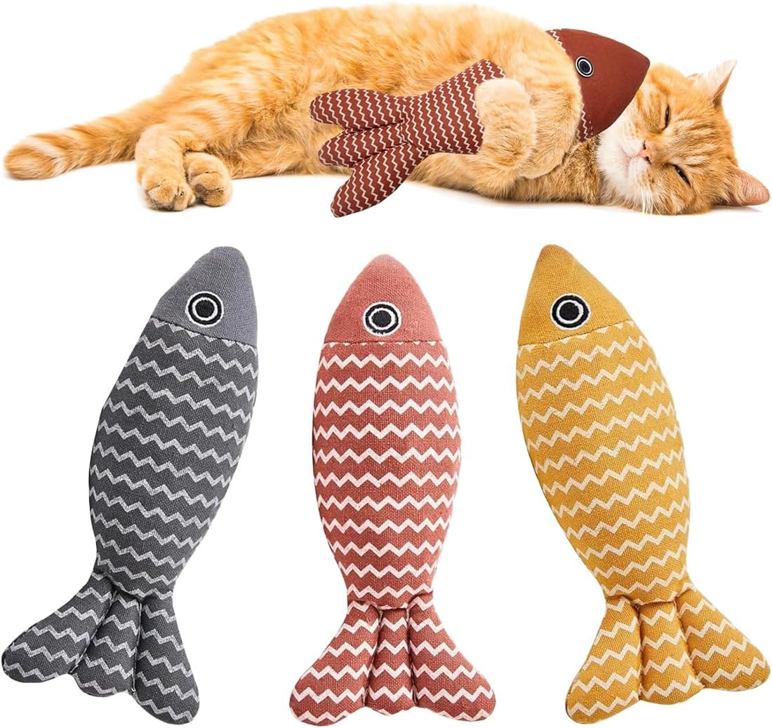 Pack de 3 poissons peluche Nobleza pour chat