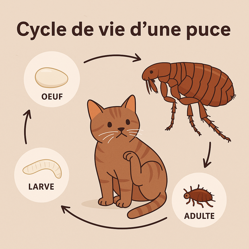 cycle de vie d'une puce de chat